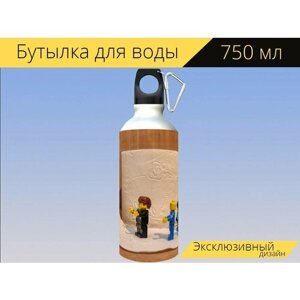 Бутылка фляга для воды "Glopapier, туалеты, покупка хомяка" 750 мл. с карабином и принтом