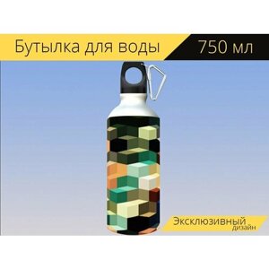 Бутылка фляга для воды "Изобразительное искусство, дизайн, цвет" 750 мл. с карабином и принтом