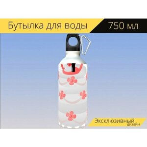 Бутылка фляга для воды "Свадебный торт, свадьба, взбитые сливки" 750 мл. с карабином и принтом