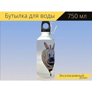 Бутылка фляга для воды "Воздушный шар, животное, мультфильм" 750 мл. с карабином и принтом