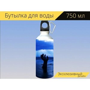 Бутылка фляга для воды "Жизни руки, пхохан, светить" 750 мл. с карабином и принтом