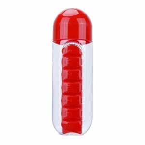 Бутылка-органайзер для таблеток на неделю, таблеточница органайзер для витаминов красный