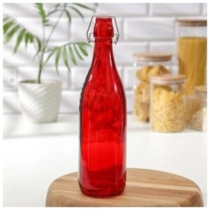 Бутылка стеклянная для соусов и масла с бугельным замком «Галерея», 1,11 л, 932 см цвет микс