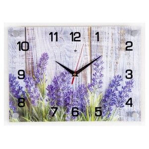 Часы-картина настенные, серия: Интерьер, "Фиолетовые цветы", плавный ход, 25 х 35 см