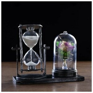Часы песочные "Роза", с подсветкой, 15х9х14 см