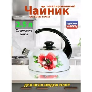Чайник для плиты эмалированный со свистком