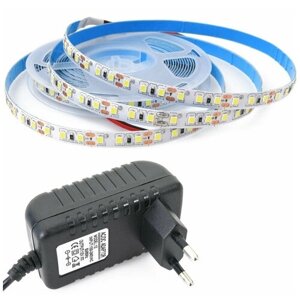 Cветодиодная лента 2 метра SMD 2835 (120 LED Белый 5000K) с блоком питания 12V 24W