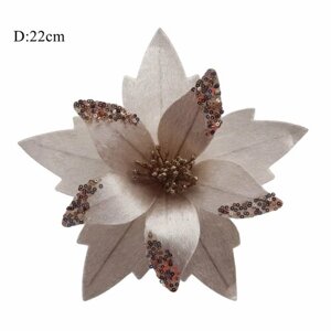 Цветок искусственный декоративный новогодний, d 22 см, цвет голограмма