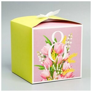 Дарите Счастье Коробка подарочная складная, упаковка, «8 марта», 18 х 18 х 18 см
