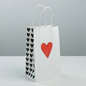 Дарите Счастье Пакет подарочный крафтовый, упаковка, «Love you», 12 х 21 х 9 см