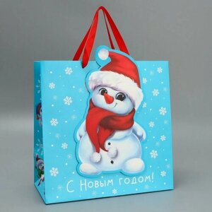 Дарите Счастье Пакет подарочный «Снеговик», 30 30 15 см