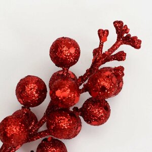 Декоративные ягодки на палоччке, красного цвета 4.5х4.5х20 см (10 шт)