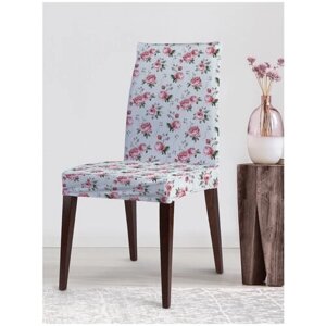 Декоративный чехол на стул JoyArty "Розовые цветочные бутоны" со спинкой велюровый