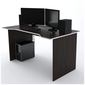 Дизайн Фабрика компьютерный стол Jedi, ШхГхВ: 140х71.6х73.2 см, цвет: венге/белый