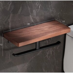Двойной держатель для туалетной бумаги MyPads деревянный с полочкой, легкая установка, настенный органайзер для ванной