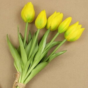 EDG Силиконовые цветы Тюльпаны Parateo 5 шт, 26 см желтые 216001,26