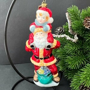 Елочная игрушка Санта с Новым Годом 14см стекло Komozja Family