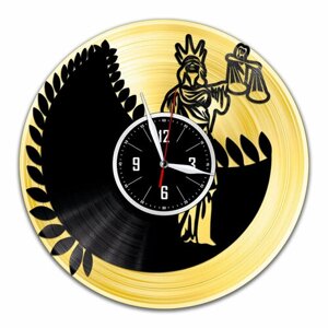 Фемида - настенные часы из виниловой пластинки (с золотой подложкой)