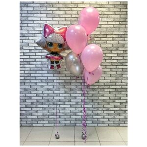 Фонтан из воздушных шаров с куколкой LOL Ассорти