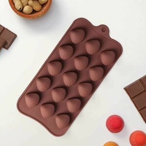 Форма для леденцов и шоколадных конфет "Ракушка", 15 ячеек