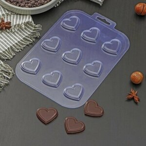 Форма для шоколада и конфет «9 сердечек», 3,63,30,6 см, цвет прозрачный