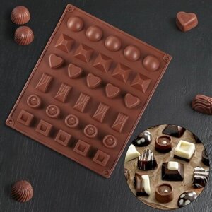 Форма для шоколада силиконовая Доляна «Коробка конфет», 27231,5 см, 30 ячеек