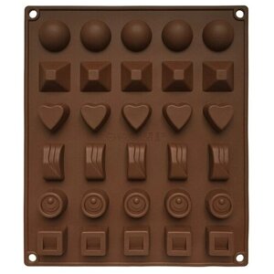 Форма для шоколадных конфет силиконовая "Ассорти", 30 ячеек