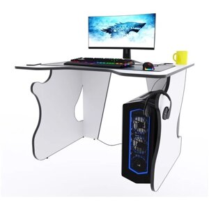 Игровой компьютерный стол "Даги", 100x80x75 см, белый с чёрной кромкой