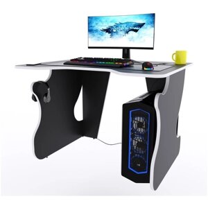 Игровой компьютерный стол "Даги", 100x80x75 см, чёрный с белой кромкой