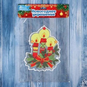 Интерьерная наклейка Зимнее волшебство - Рождественские свечи, на стекло, 10х13 см, 3 шт