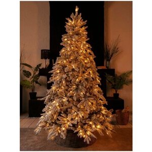 Искусственная новогодняя елка Arona Plus Заснеженная 240 см Литая + ПВХ с подсветкой