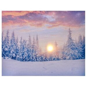 Kaemingk Светодиодная картина Рассвет в зимнем Миттенвальде 48*38 см, на батарейках 485492