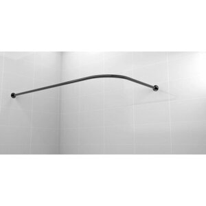 Карниз для ванной 135x75см (Штанга 20мм) Г-образный, угловой Усиленный, цельный из нержавейки черного цвета