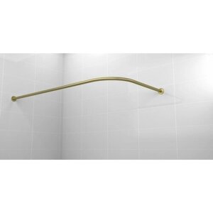 Карниз для ванной 150x90см (Штанга 20мм) Г-образный, угловой Усиленный, цельный из нержавейки цвет бронза