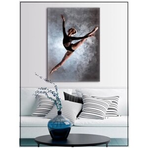 Картина для интерьера на натуральном хлопковом холсте "Балерина в прыжке", 30*40см, холст на подрамнике, картина в подарок для дома