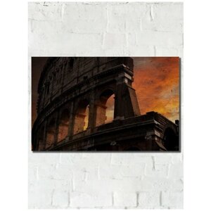 Картина интерьерная на рельефной доске Достопримечательности (рим, италия, пантеон, интерьер, доски, бар) - 4698