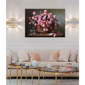 Картина/Картина на холсте/Картина на холсте для интерьера/Картина на стену/Картина для дома/Цветы Арт: Пионы (4) - Flowers Art: Peonies (4) 50х70