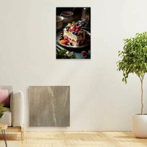 Картина на холсте 40x60 Альянс Лес "Ягодный торт 5" на подрамнике / интерьер/ декор