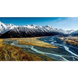 Картина на холсте 60x110 Альянс Лес "Hooker Valley небо горы" на подрамнике / интерьер/ декор