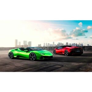 Картина на холсте 60x110 Альянс Лес "Lamborghini Spyder желто два" на подрамнике / интерьер/ декор