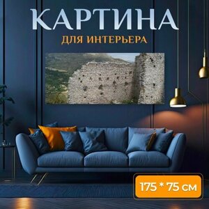 Картина на холсте "Разорение, церковь, исторический" на подрамнике 175х75 см. для интерьера