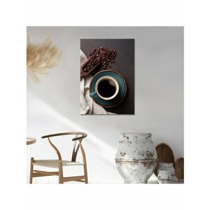 Картина на холсте с подрамником Чашка кофе на тёмном фоне 2 60х80