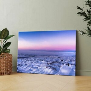 Картина на холсте (Снежный пейзаж с горами и облаками) 40x60 см. Интерьерная, на стену.