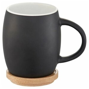 Керамическая чашка Hearth с деревянной крышкой-костером, цвет черный/белый