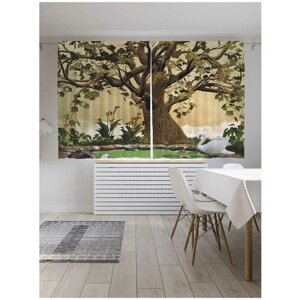 Классические шторы JoyArty "Древнее дерево", серия Oxford DeLux, 2 полотна 145x180 см