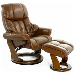Классическое кожаное кресло с высокой спинкой Relax Lux Brown