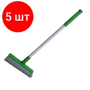 Комплект 5 штук, Швабра для мытья окон Master FRESH губка+сгон+ телескопическая ручка