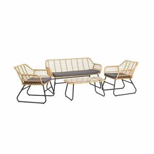 Комплект садовой мебели Garden story Килсанд (2 кресла, 1 диван, 1 стол), бежевый/серый