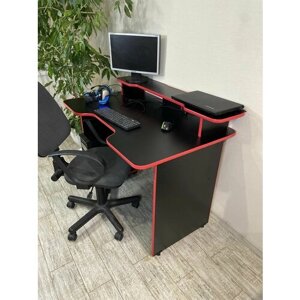 Компьютерный игровой (геймерский) письменный стол ADRENALINE черный/красный 120х75х78 с подставкой под монитор