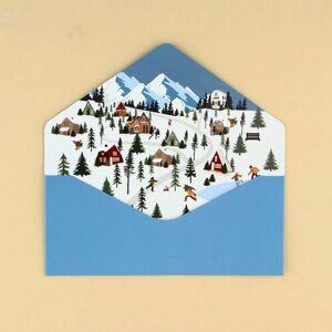 Конверт подарочный «Снежного Нового года», деревня, софт тач, тиснение, 19 9.2 см